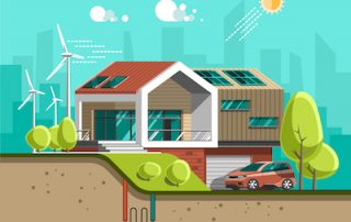 An illustration of geothermal heating and cooling system